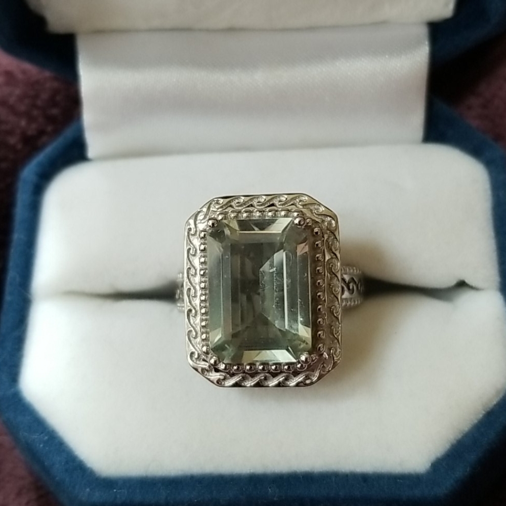Vera Wang Sterling silver and green amethyst ring